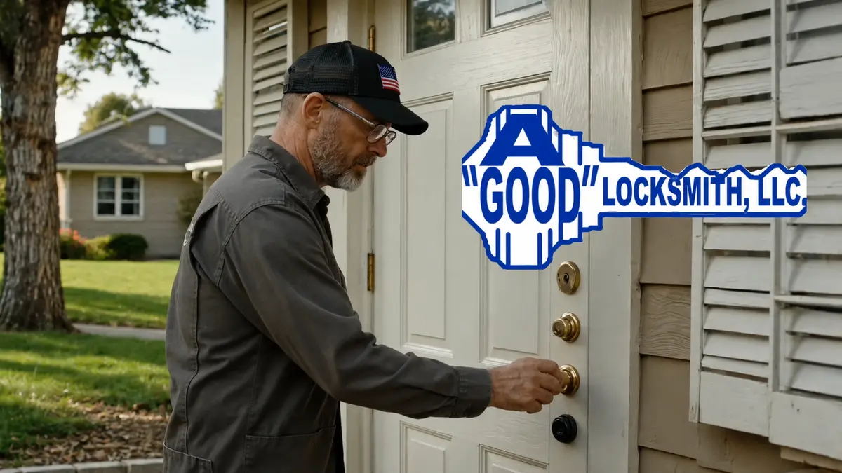A Good Locksmith inspecting the condition and operation of a residential entry lock